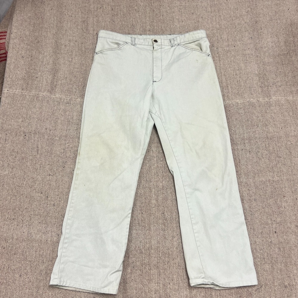 Vintage Sears Jeans‎ Mens 34x30 White 1970s Straight Leg Distressed